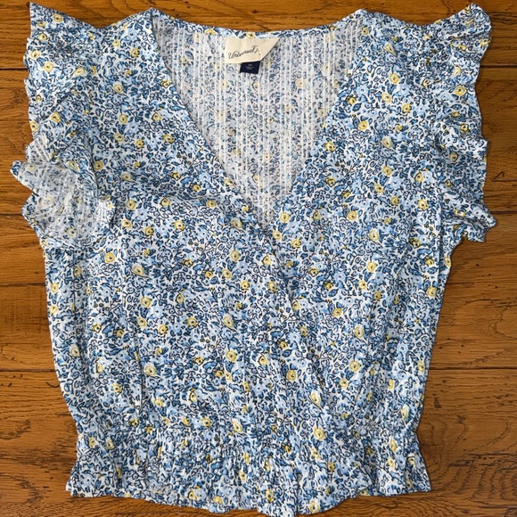 Universal Tops - Universal Thread XS Blue and Yellow Floral Blouse New